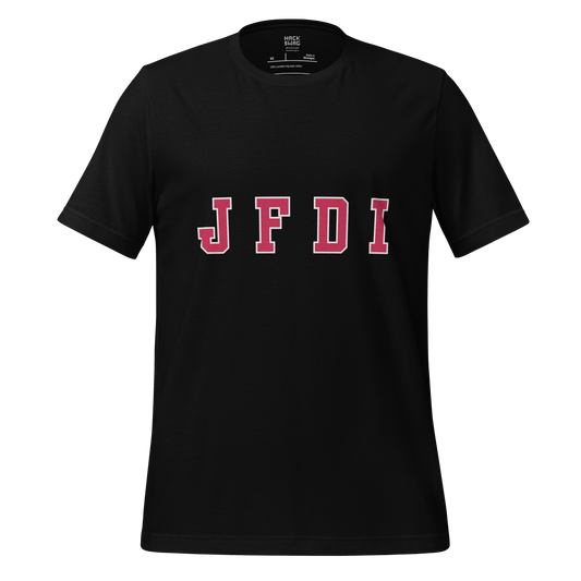 Black t-shirt with JFDI text