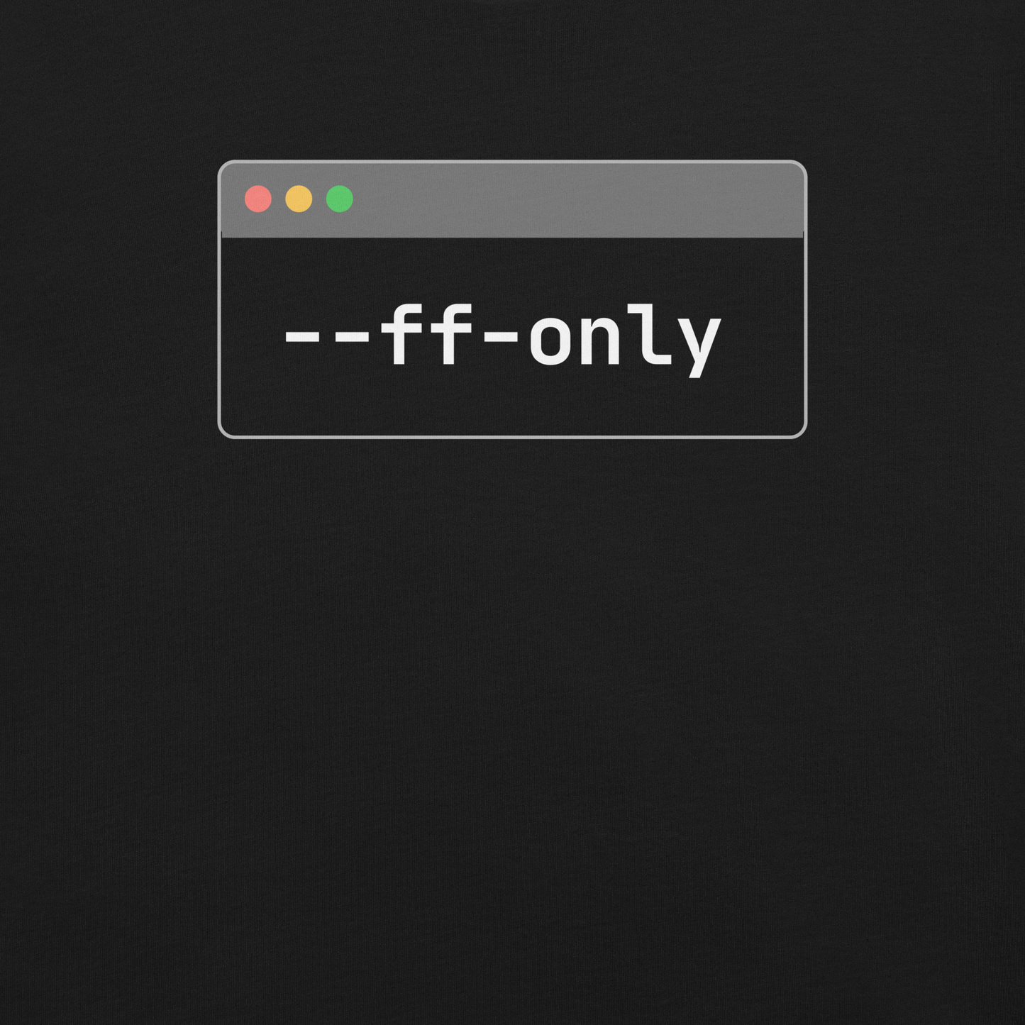 Computer window with '--ff-only' text on a black background