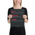 Person holding a motivational poster with text on a white background