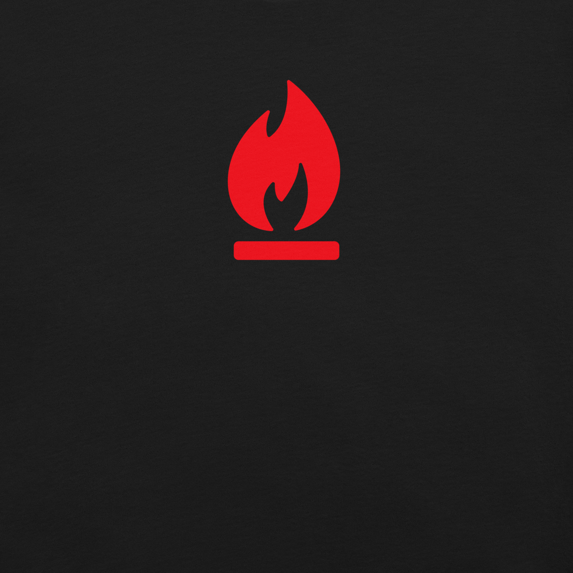 Red flame icon on a black background