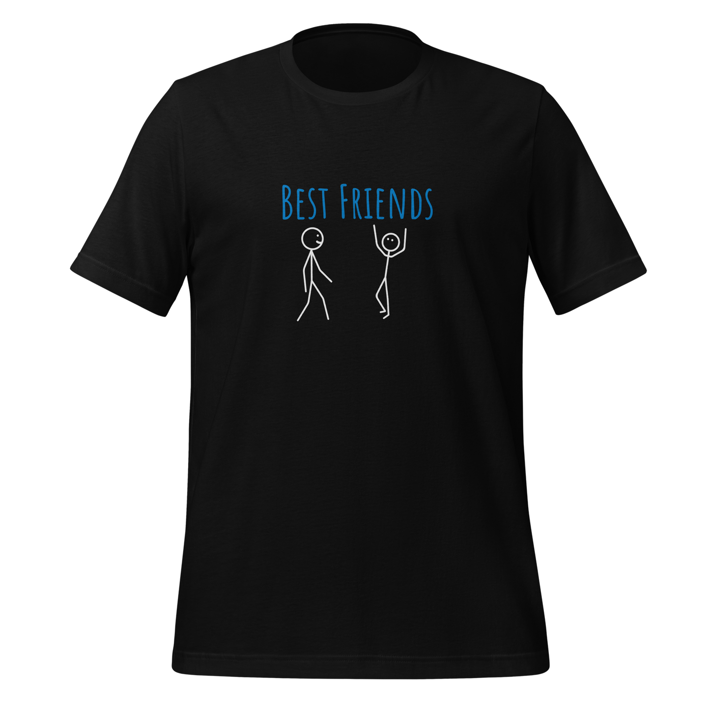 Black t-shirt with 'Best Friends' text and stick figure design