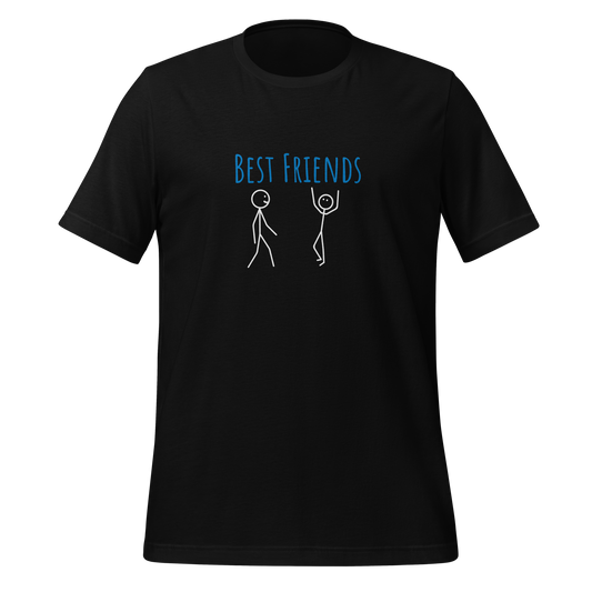 Black t-shirt with 'Best Friends' text and stick figure design