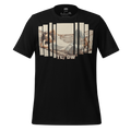 Black t-shirt with graphic design of person relaxing on hammock and text 'TL DW' 