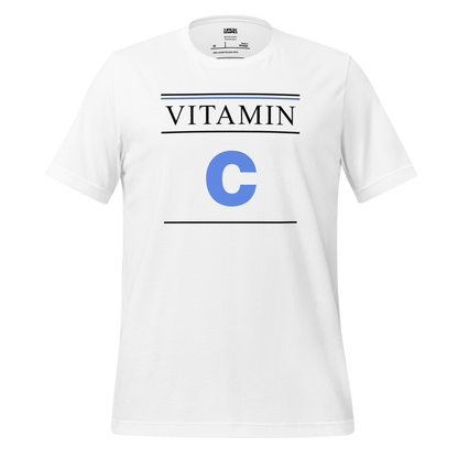 White t-shirt with 'VITAMIN C' print on a white background
