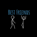 Two stick figures holding hands with 'BEST FRIENDS' text above on a black background