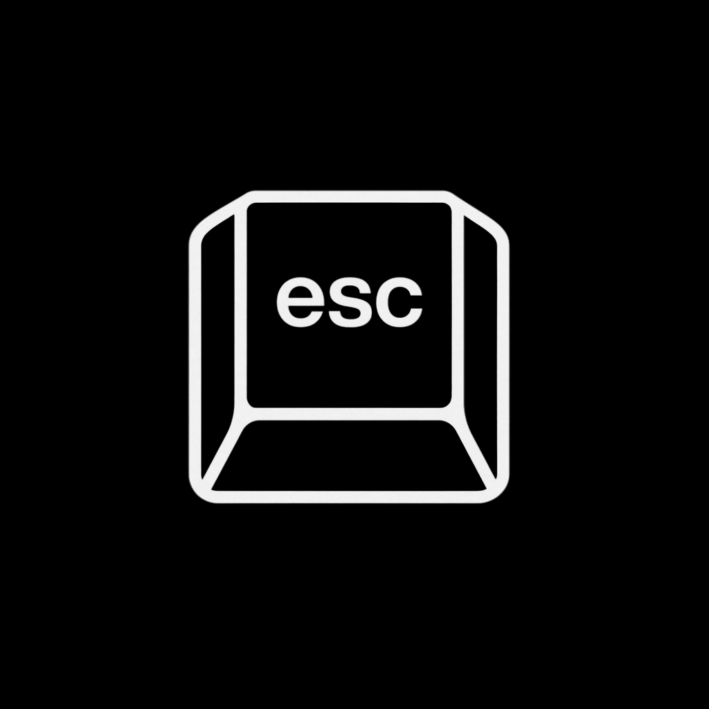 White 'esc' key icon on a black background