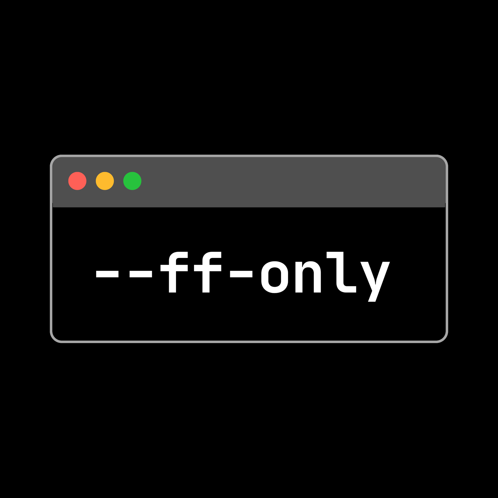 Computer window with '--ff-only' text on a black background