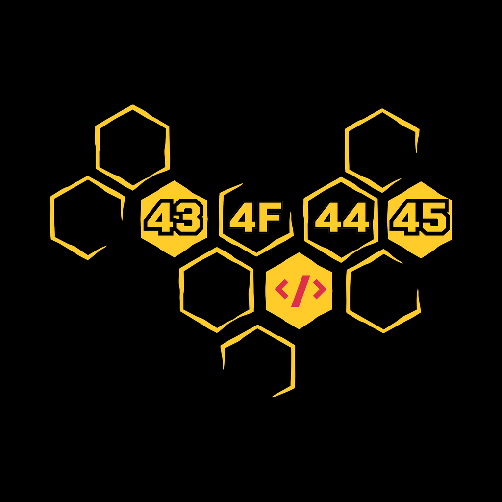 Hex Code design swatch on black — Hack Swag developer tee