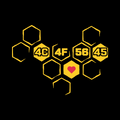 Hex Love design swatch on black — Hack Swag developer tee
