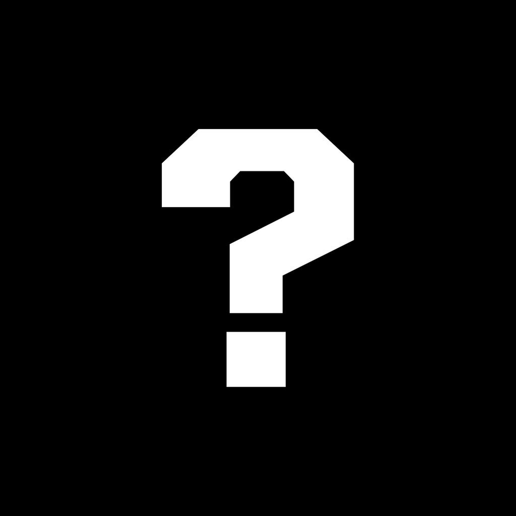 White question mark on a black background
