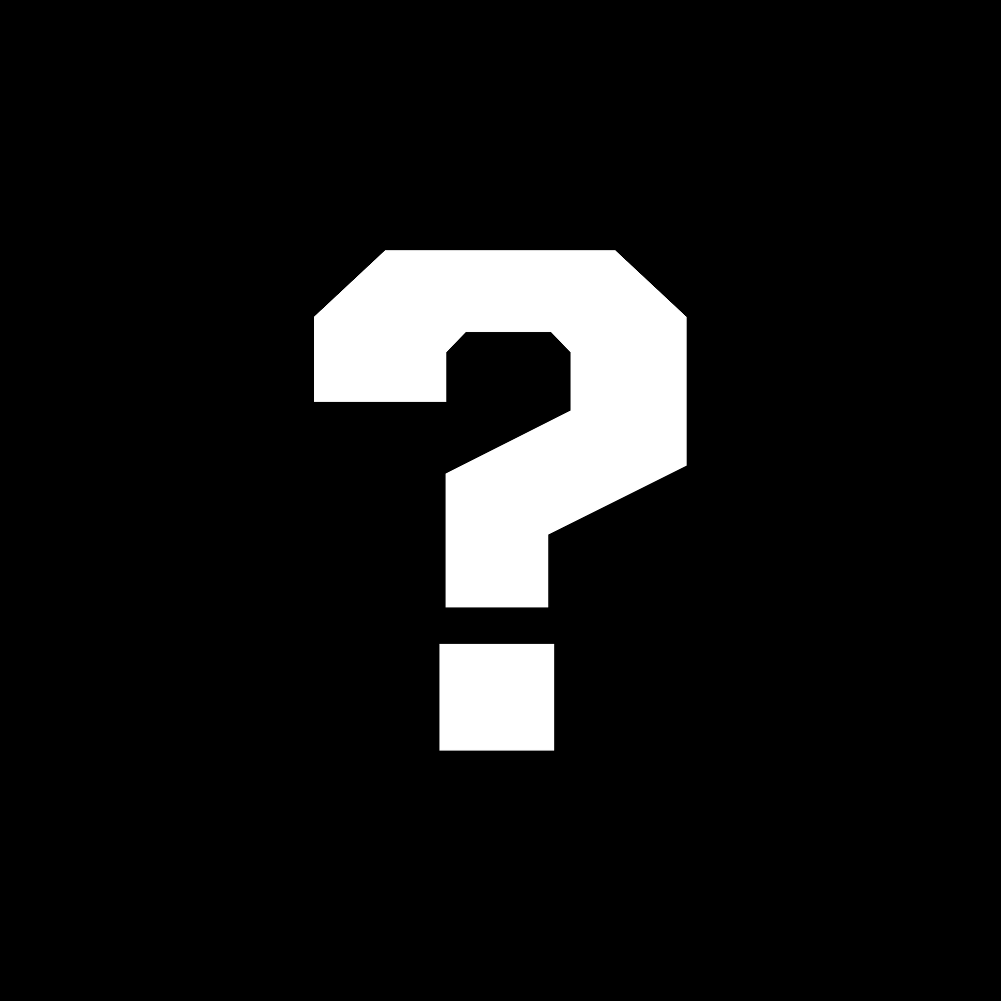 White question mark on a black background