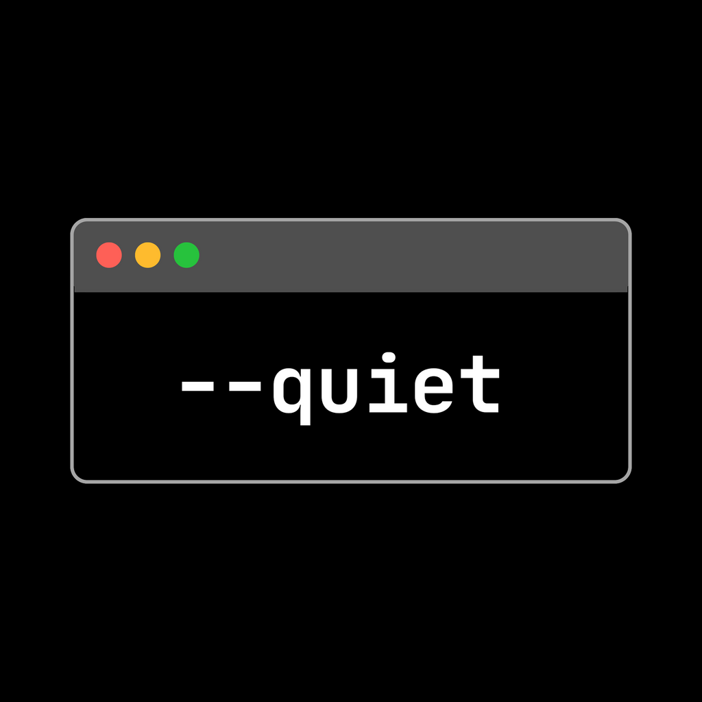 Computer window with '--quiet' text on a black background
