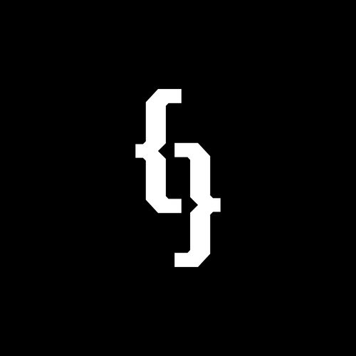 White geometric symbol on a black background