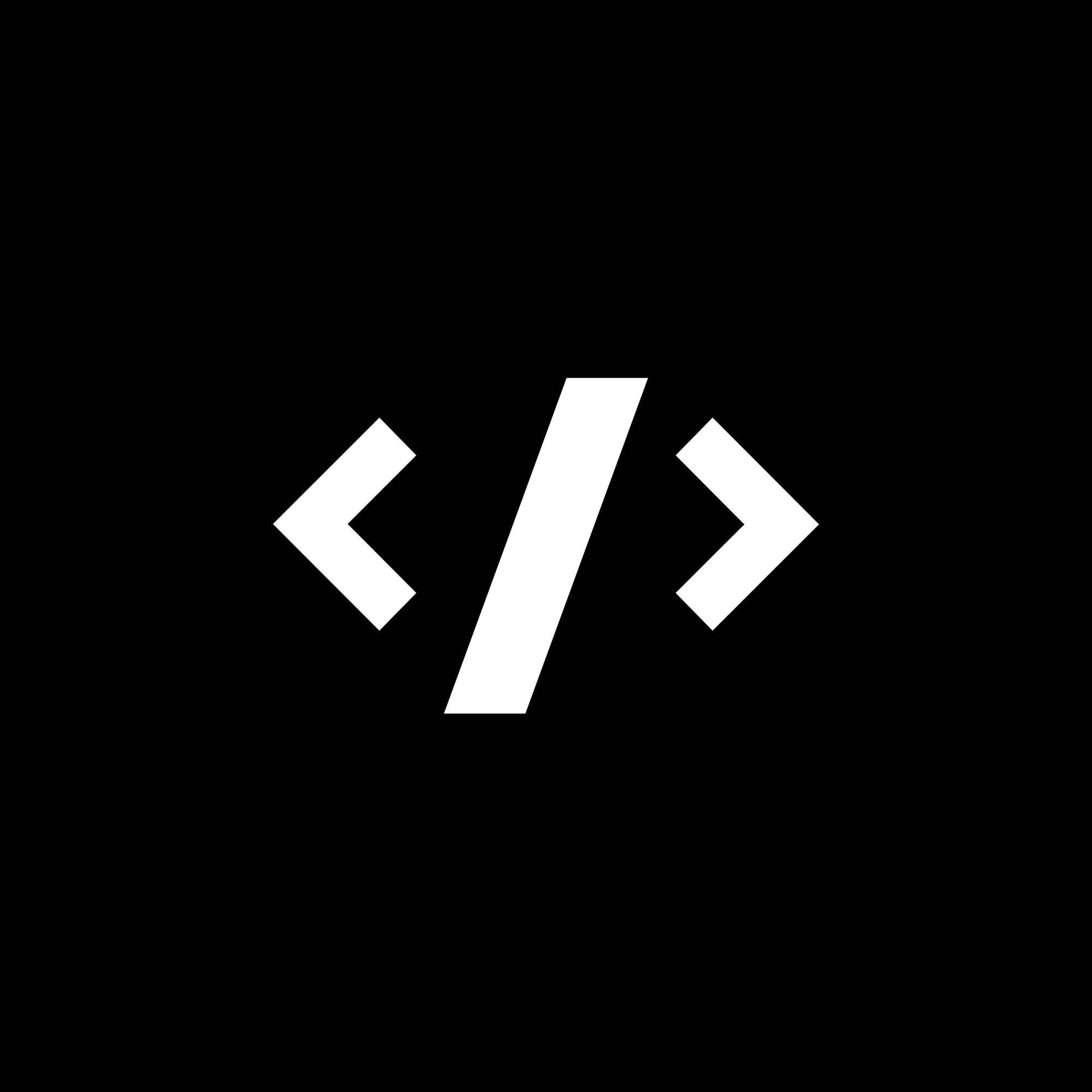 White HTML tags on a black background