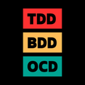 Three rectangular blocks with 'TDD', 'BDD', and 'OCD' text on a black background.