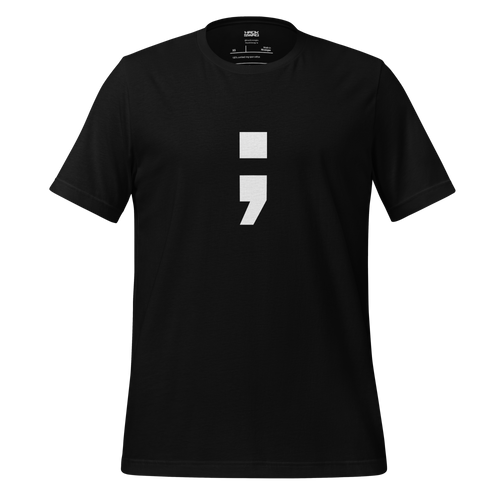 Black t-shirt with a white semicolon