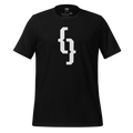 Black t-shirt with a white curly braces design